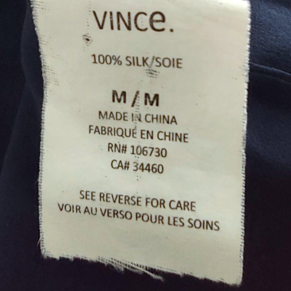 Vince 100% silk navy blue v neck sleeveless minimalist blouse women's M - Picture 6 of 6